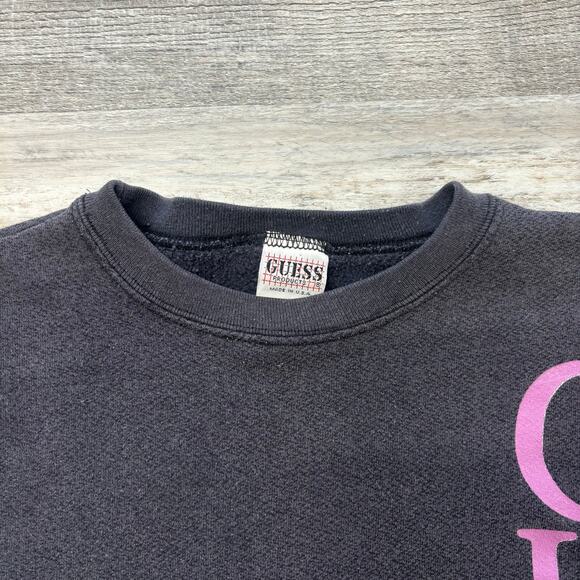 Vintage Guess Sweatshirt  80s 90s Charcoal Gray Womens L Spellout Crewneck USA - Picture 4 of 10